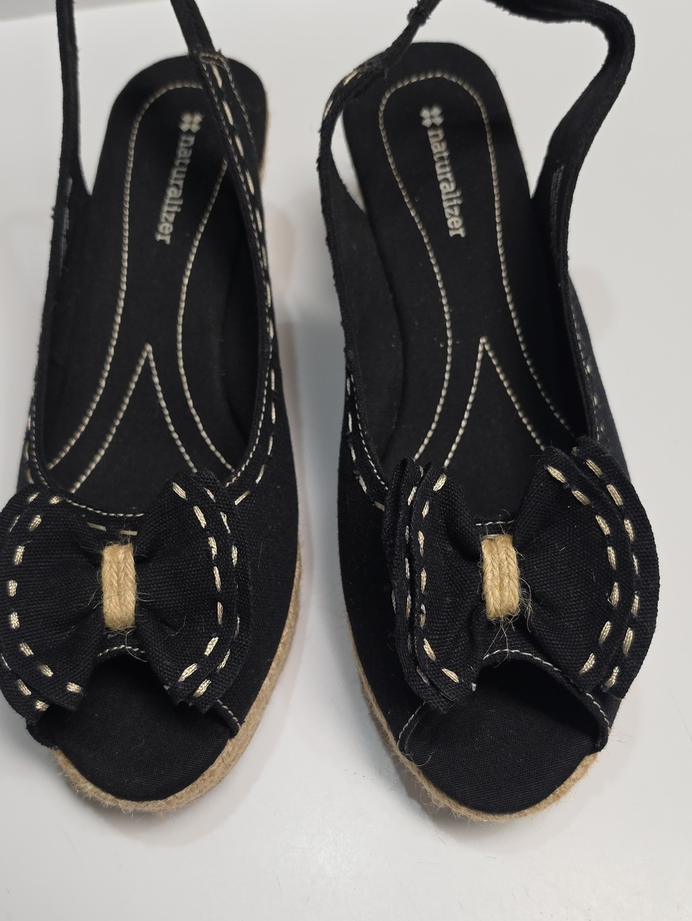 Naturalizer Berlynn Black Canvas Espadrille Wedges - Size 12W